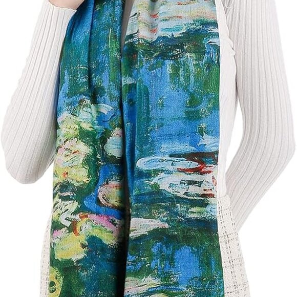 Women's Fashion Scarf with Art Printed Tassel Soft Cashmere Warm Large Blanket W - Picture 1 of 5